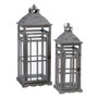 BigBuy Home Lanterne et Bougeoir Gris Bois d'épicéa (2 Unités)