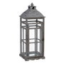 BigBuy Home Lanterne et Bougeoir Gris Bois d'épicéa (2 Unités)