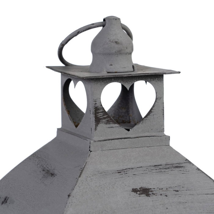 BigBuy Home Lanterne et Bougeoir Gris Bois d'épicéa (2 Unités)