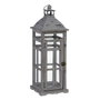 BigBuy Home Lanterne et Bougeoir Gris Bois d'épicéa (2 Unités)