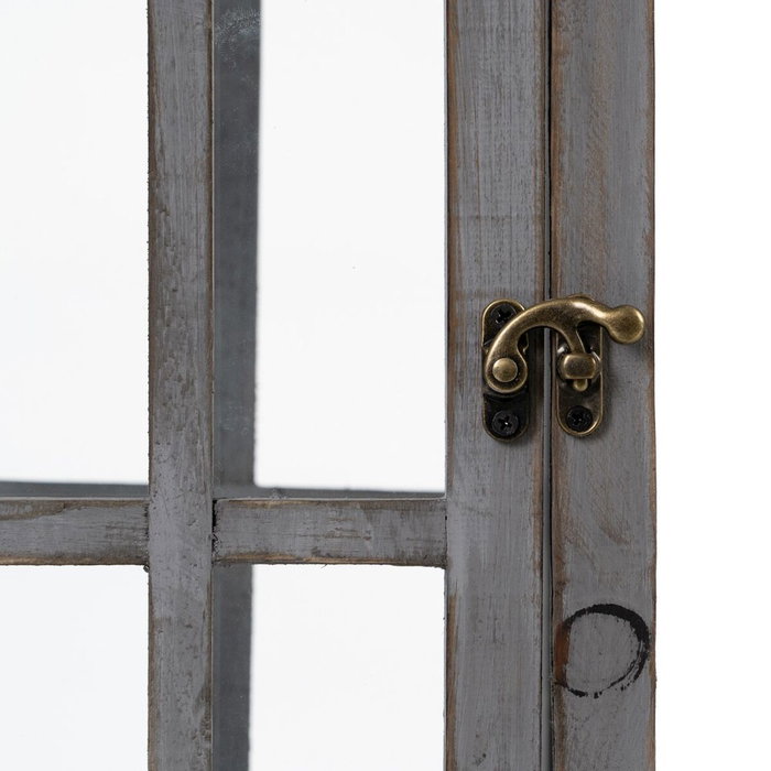 BigBuy Home Lanterne et Bougeoir Gris Bois d'épicéa (2 Unités)