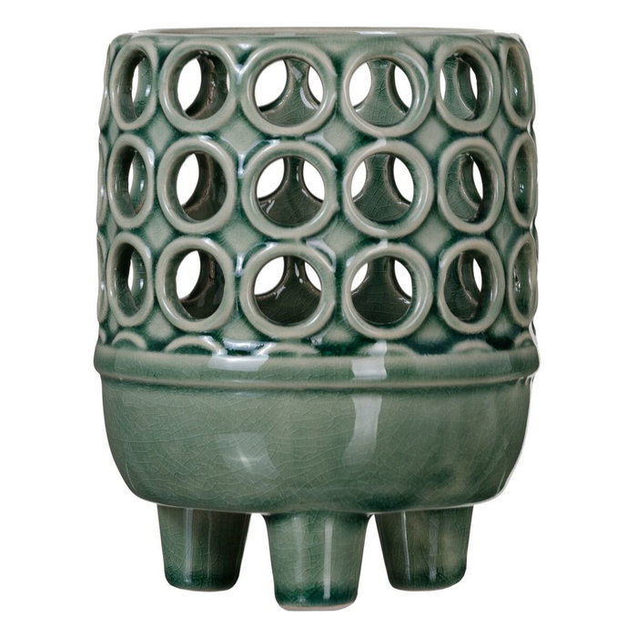 BigBuy Home Vase en Céramique Vert 12,5 x 12,5 x 15,5 cm