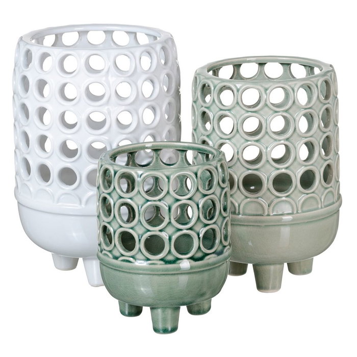 BigBuy Home Vase en Céramique Vert 12,5 x 12,5 x 15,5 cm