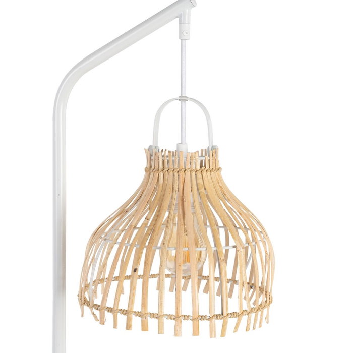 BigBuy Home Lampadaire 31 x 25 x 162 cm Fer, Blanc et beige BigBuy Home Lampadaire 31 x 25 x 162 cm Fer, Blanc et beige