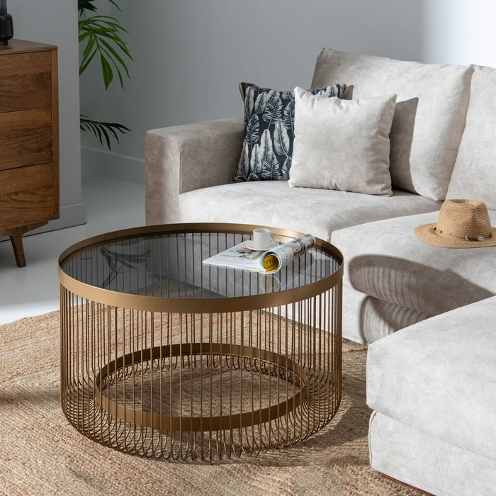 BigBuy Home Table Basse Doré Circulaire