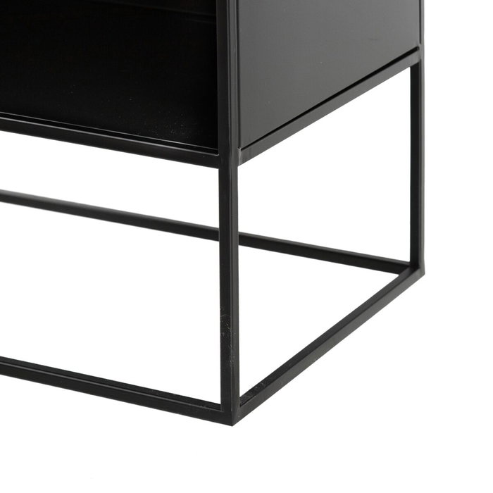 BigBuy Home Étagère BRICK Verre Noir Métal BigBuy Home Étagère BRICK Verre Noir Métal