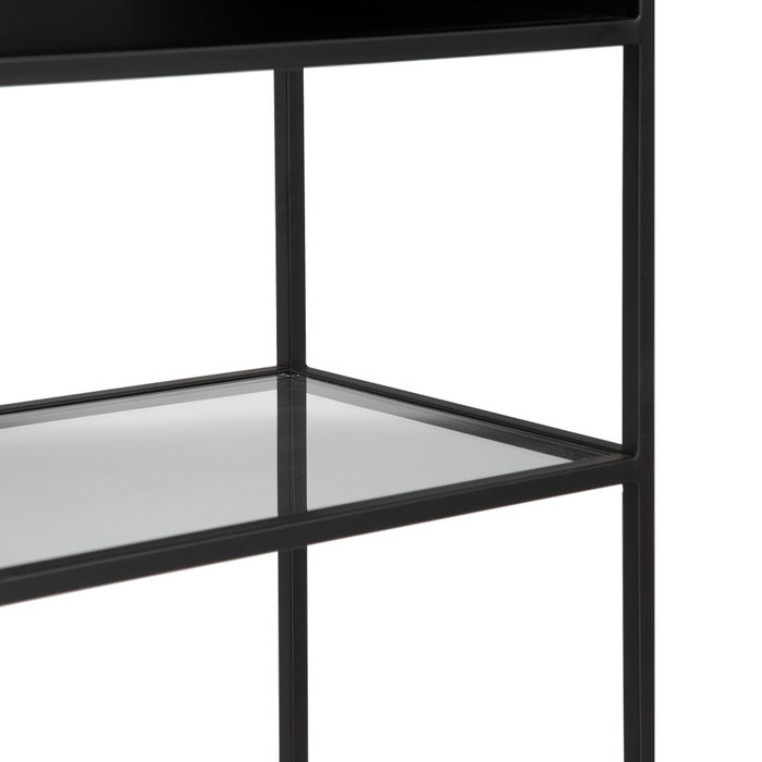 BigBuy Home Étagère BRICK Verre Noir Métal BigBuy Home Étagère BRICK Verre Noir Métal