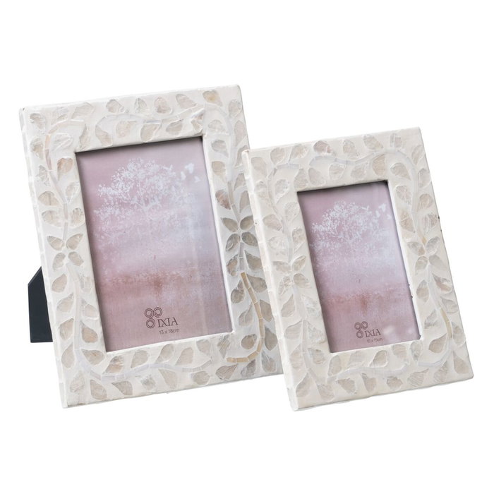 BigBuy Home Cadre Photos Beige Nacre noire 17 x 22 cm Bois MDF