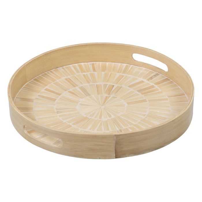 BigBuy Home Plateau apéritif Beige Bambou 35 x 35 x 5 cm Bois MDF