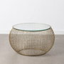 BigBuy Home Table Basse Circulaire en Verre et Fer Doré