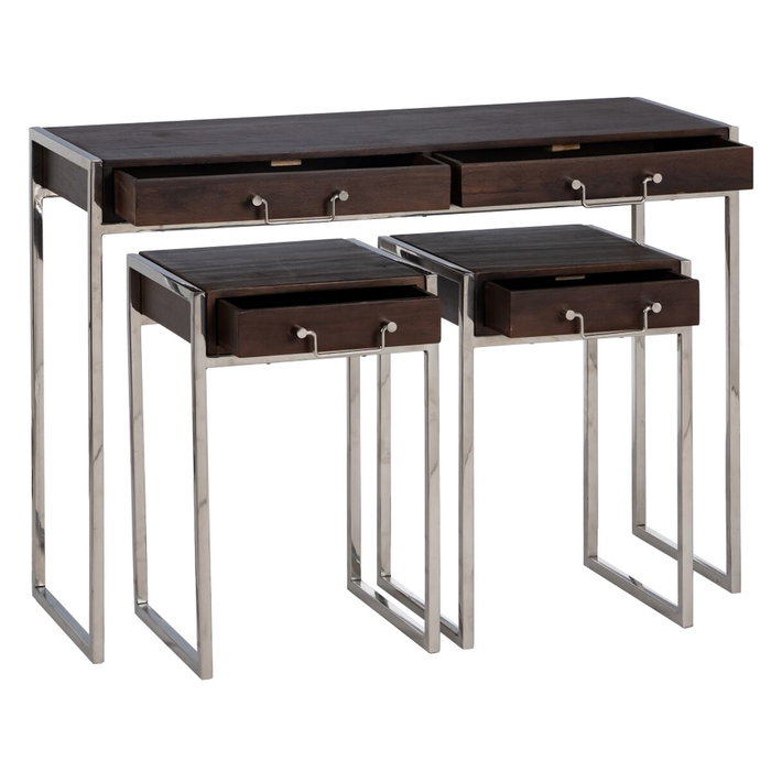 BigBuy Home Ensemble de meubles Marron Argenté