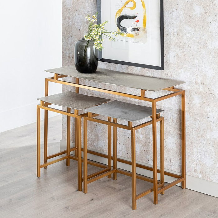 BigBuy Home Ensemble de meubles Doré Argenté