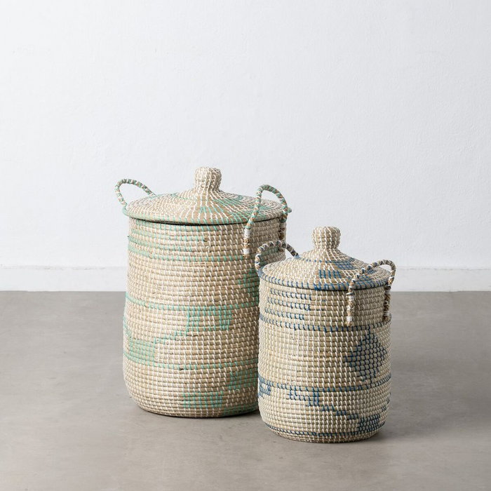 BigBuy Home Lot de paniers Naturel Gris Fibre naturelle (2 Pièces) BigBuy Home Lot de paniers Naturel Gris Fibre naturelle (2 Pièces)