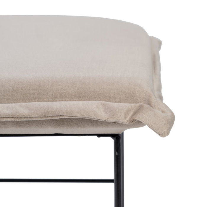 BigBuy Home Pouf en Tissu Synthétique Beige et Métal BigBuy Home Pouf en Tissu Synthétique Beige et Métal