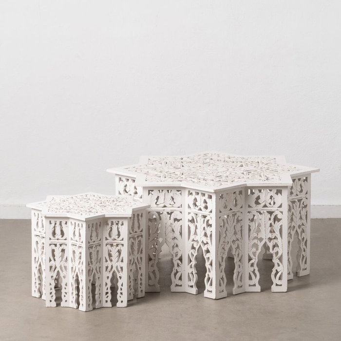 BigBuy Home Table Basse 2 Unités Blanche DMF BigBuy Home Table Basse 2 Unités Blanche DMF