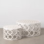 BigBuy Home Table Basse Circulaire Blanche 2 Unités