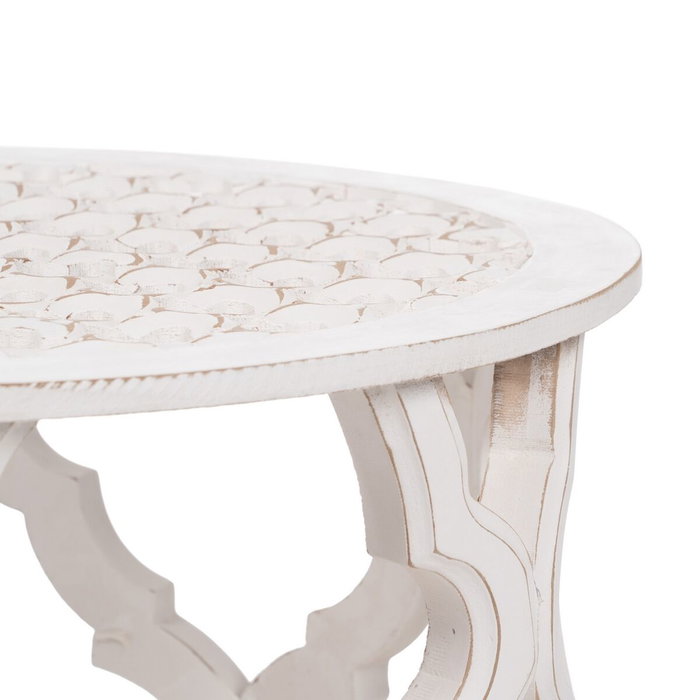 BigBuy Home Table d'appoint Circulaire Blanc Bois MDF 50 x 50 x 52 cm
