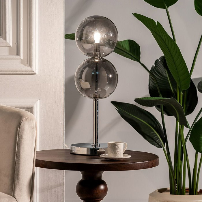 BigBuy Home Lampe de bureau Argentée en Verre et Fer BigBuy Home Lampe de bureau Argentée en Verre et Fer