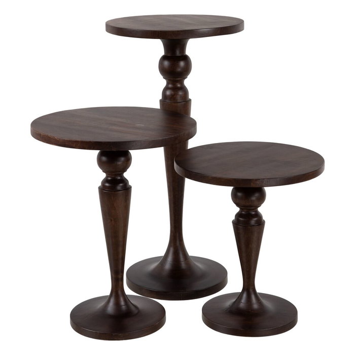 BigBuy Home Table d'appoint circulaire en bois de manguier Marron, 40 x 40 x 90 cm