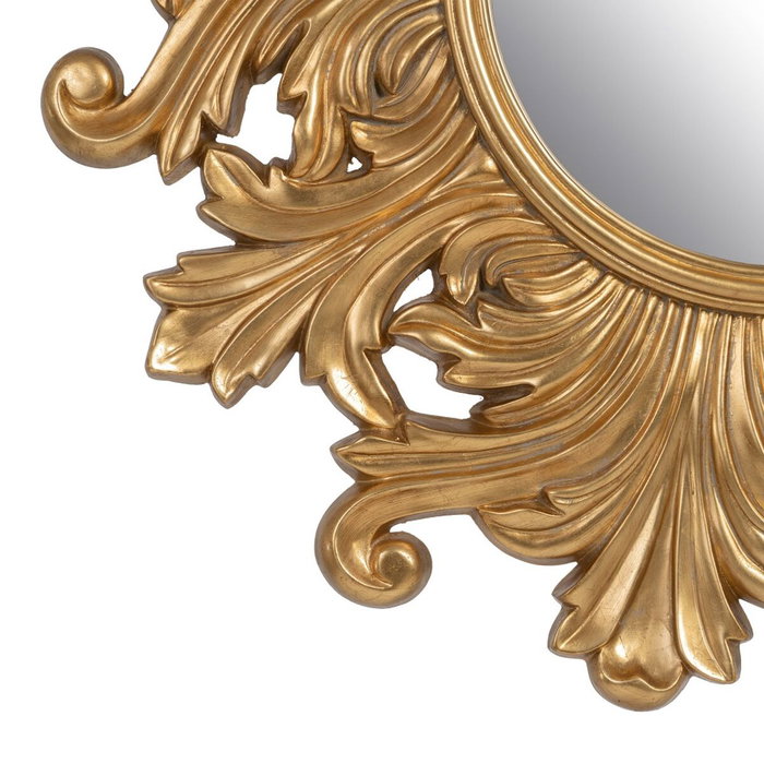 BigBuy Home Miroir mural 114 x 4,5 x 114 cm Verre Doré Bois