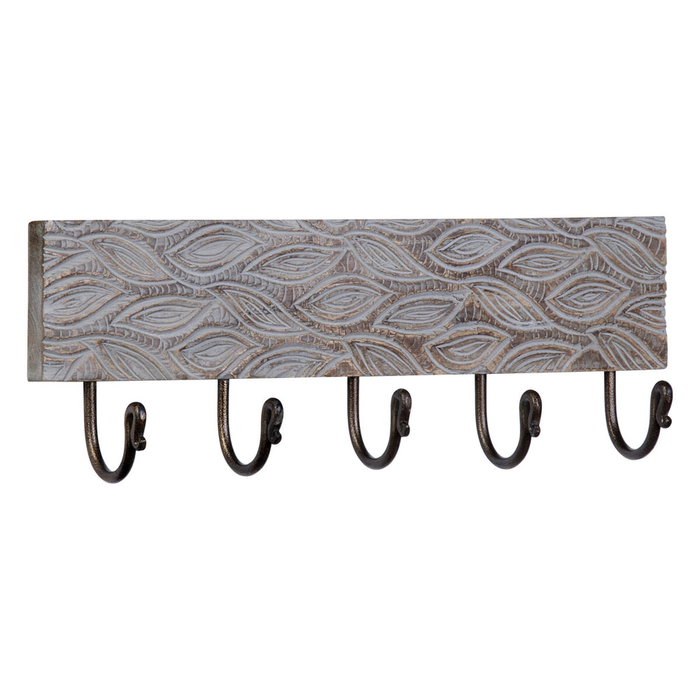 BigBuy Home Portemanteau Mural en Métal et Bois de Manguier