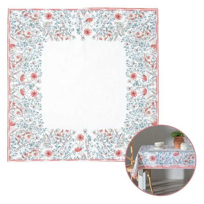 BigBuy Home Nappe 140 x 140 cm Bleue à Fleurs BigBuy Home Nappe 140 x 140 cm Bleue à Fleurs