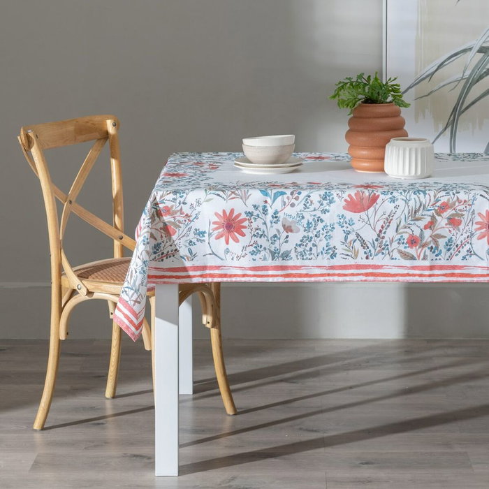 BigBuy Home Nappe 140 x 140 cm Bleue à Fleurs BigBuy Home Nappe 140 x 140 cm Bleue à Fleurs