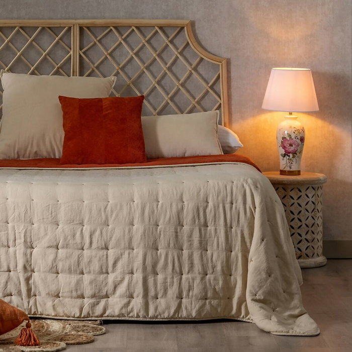 BigBuy Home Couvre-lit 230 x 280 cm Beige Rouge foncé