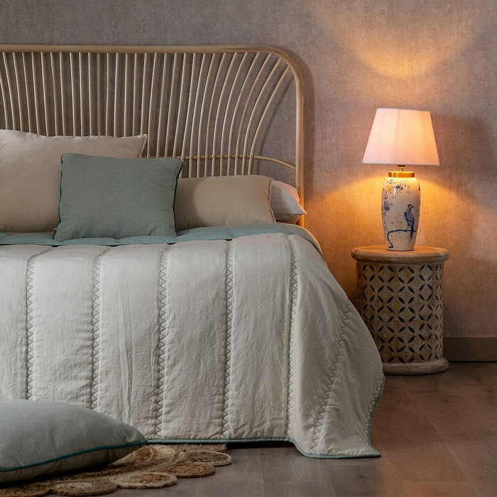 BigBuy Home Couvre-lit Bleu Crème 180 x 260 cm