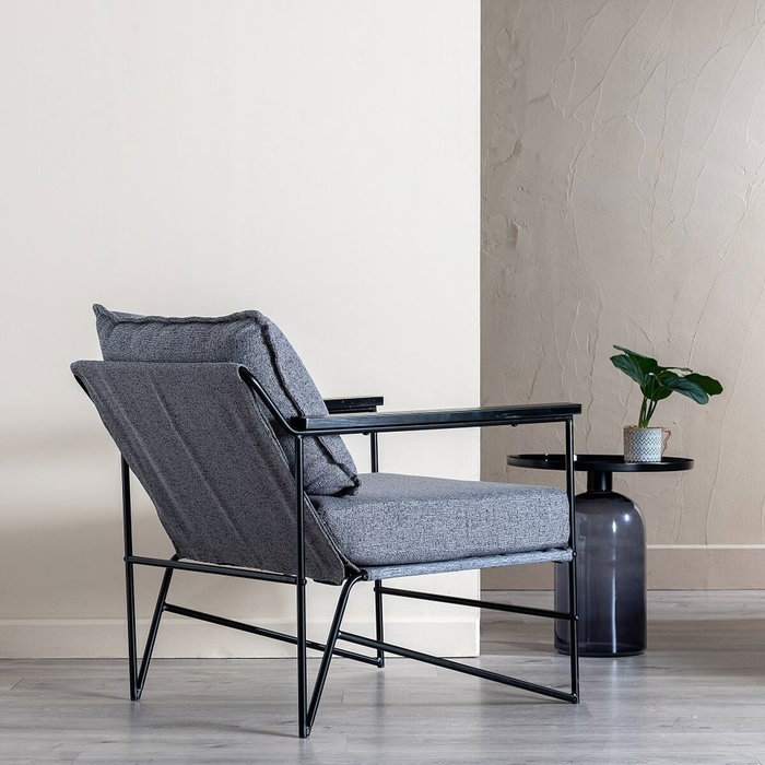 BigBuy Home Fauteuil Gris en Tissu Synthétique et Métal BigBuy Home Fauteuil Gris en Tissu Synthétique et Métal