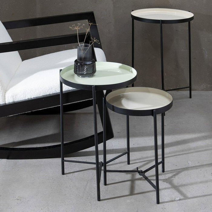 BigBuy Home Table d'appoint circulaire Noir Vert Fer