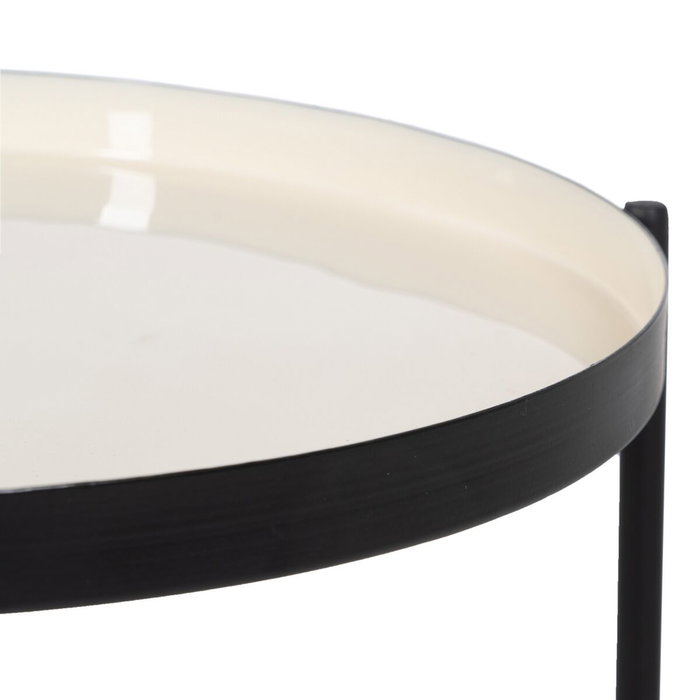 BigBuy Home Table d'appoint circulaire Noir et Crème en Fer BigBuy Home Table d'appoint circulaire Noir et Crème en Fer