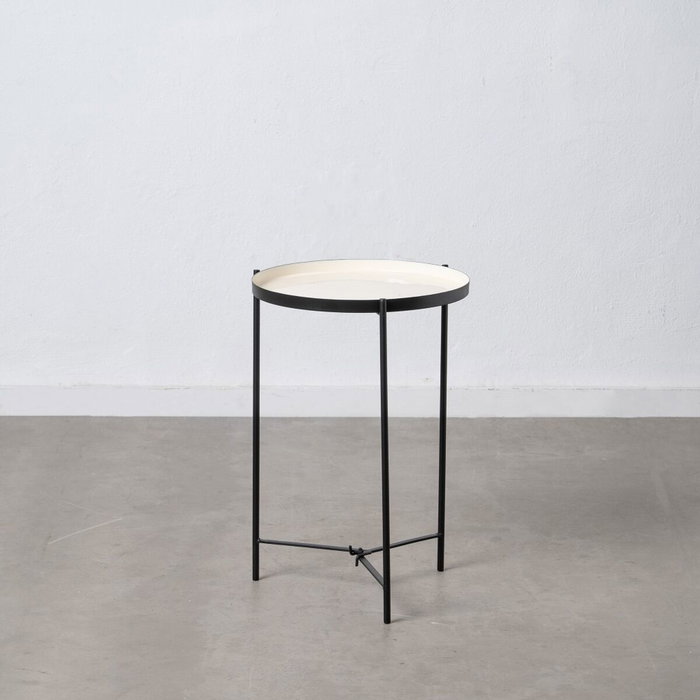 BigBuy Home Table d'appoint circulaire Noir et Crème en Fer BigBuy Home Table d'appoint circulaire Noir et Crème en Fer