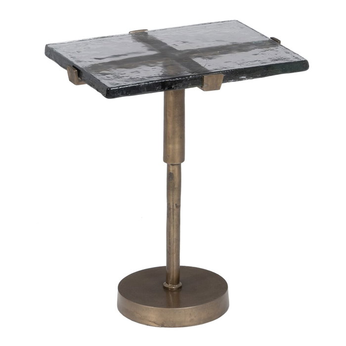 BigBuy Home Table d'appoint Verre Doré Métal BigBuy Home Table d'appoint Verre Doré Métal