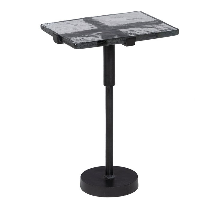 BigBuy Home Table d'appoint en Verre Noir et Métal BigBuy Home Table d'appoint en Verre Noir et Métal