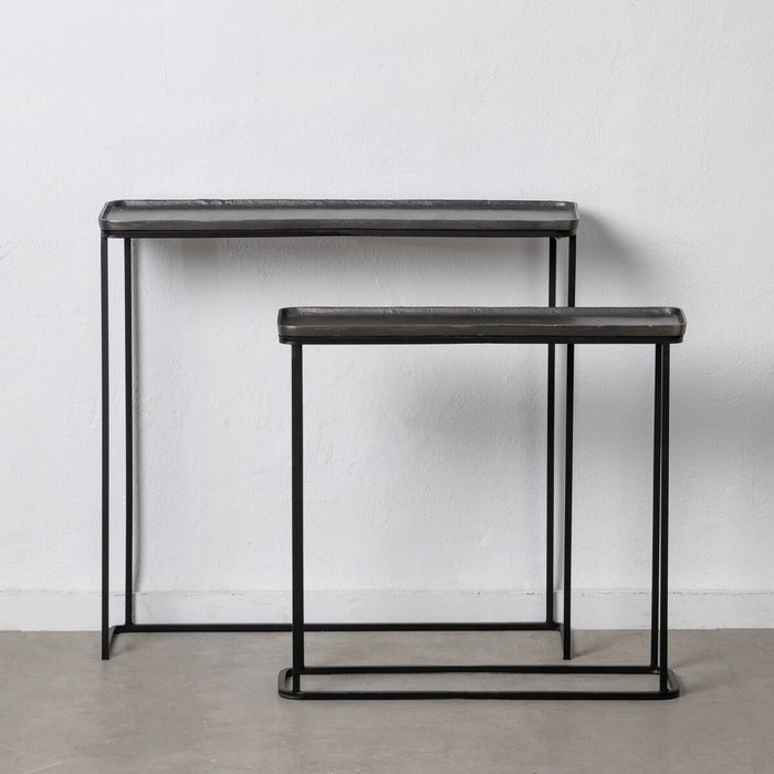 BigBuy Home Ensemble de meubles Noir Gris 84 x 26 x 78 cm BigBuy Home Ensemble de meubles Noir Gris 84 x 26 x 78 cm