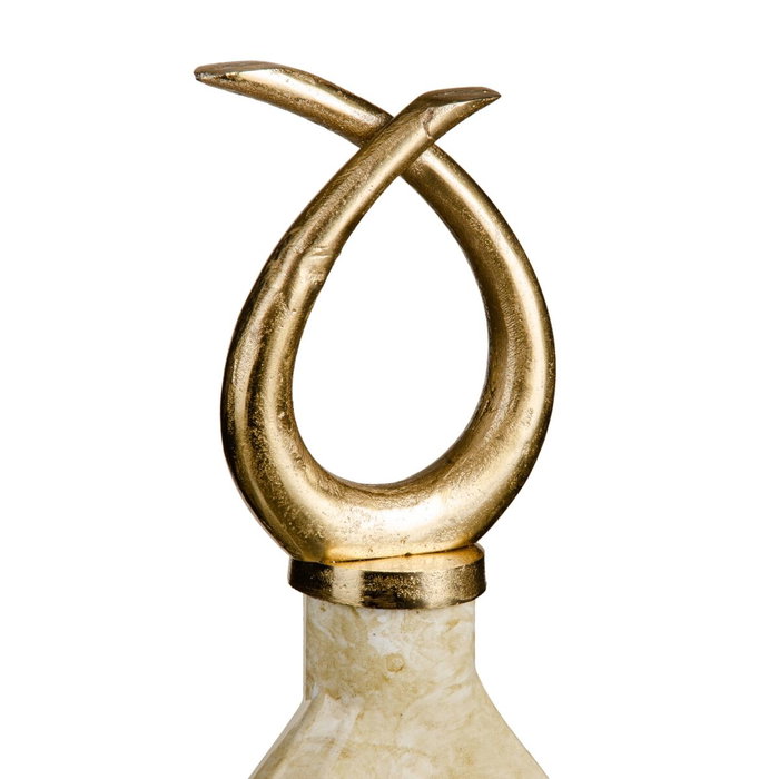 BigBuy Home Vase Verre Doré Métal Blanc 10 x 10 x 53 cm