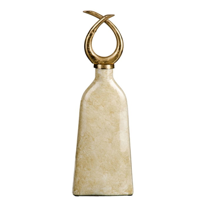 BigBuy Home Vase Verre Doré Métal Blanc 10 x 10 x 53 cm