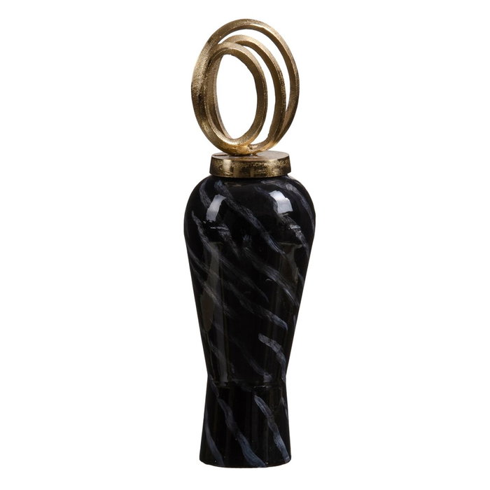 BigBuy Home Vase Verre Noir Doré Métal 15 x 15 x 46 cm