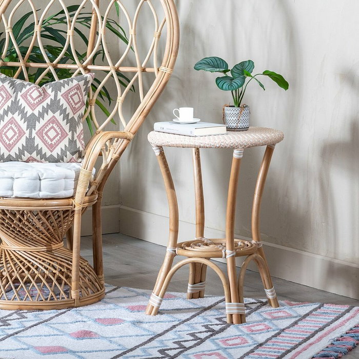 BigBuy Home Table d'appoint ronde en rotin Naturel Beige BigBuy Home Table d'appoint ronde en rotin Naturel Beige