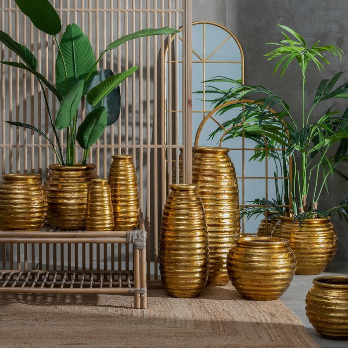 BigBuy Home Vase 16 x 16 x 41,5 cm Céramique Doré BigBuy Home Vase 16 x 16 x 41,5 cm Céramique Doré