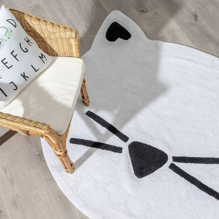 Tapis pour enfant 100 % coton Chat 100 cm 100 x 100 x 1 cm
