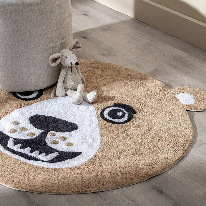 Tapis pour enfant 100 % coton Ours 100 cm 100 x 100 x 1 cm