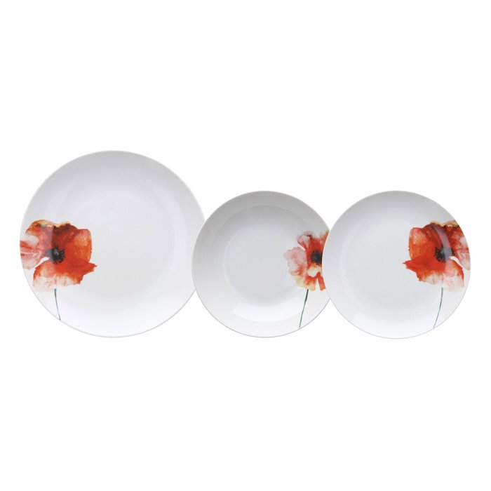 Assiettes Blanc Multicouleur Porcelaine Coquelicot 1 cm 37 x 23 x 30 cm 18 Pièces Assiettes Blanc Multicouleur Porcelaine Coquelicot 1 cm 37 x 23 x 30 cm 18 Pièces