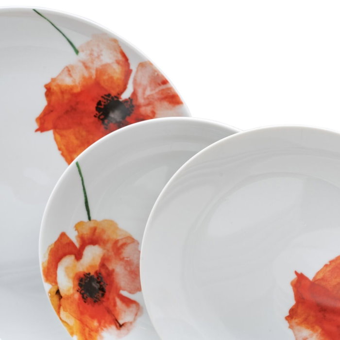 Assiettes Blanc Multicouleur Porcelaine Coquelicot 1 cm 37 x 23 x 30 cm 18 Pièces Assiettes Blanc Multicouleur Porcelaine Coquelicot 1 cm 37 x 23 x 30 cm 18 Pièces