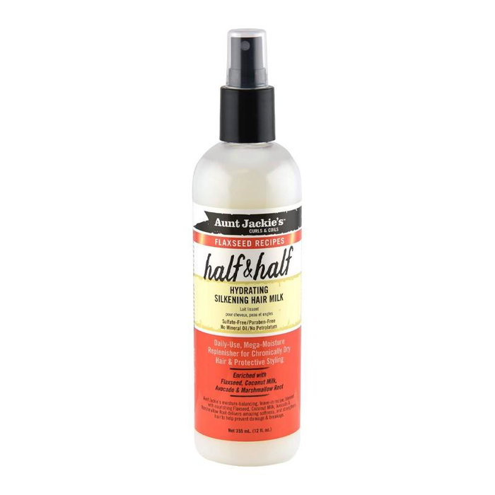 Aunt Jackie'S Lait Hydratant et Soie Capillaire aux Recettes de Graines de Lin Half & Half 355ml - Pour cheveux 1a à 4c et coiffures protectrices Aunt Jackie'S Lait Hydratant et Soie Capillaire aux Recettes de Graines de Lin Half & Half 355ml - Pour cheveux 1a à 4c et coiffures protectrices