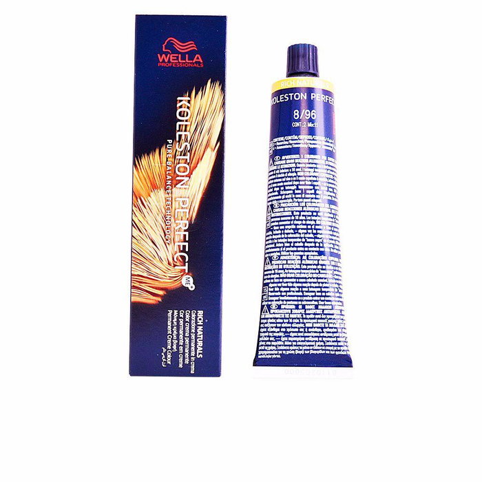 Wella - Koleston Perfect Me+ Rich Naturals - Teinture capillaire professionnelle - Couleur pure 8/96 - 60 mL - Jusqu'à 100% de couverture des cheveux blancs Wella - Koleston Perfect Me+ Rich Naturals - Teinture capillaire professionnelle - Couleur pure 8/96 - 60 mL - Jusqu'à 100% de couverture des cheveux blancs