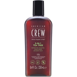 American Crew - 3 en 1 Thé (Tea Tree) - Shampooing, Après-shampooing & Gel Douche pour Hydratation - Pour Hommes - 250 ml