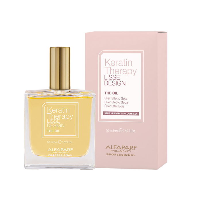Alfaparf Milano LISSE DESIGN KERATIN THERAPY Huile Lissante Cheveux 50 ml à la Kératine et Huile de Babasu