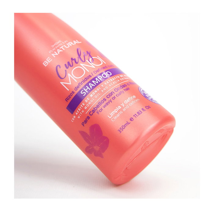 Be Natural Shampoing Curly Monoï 350 ml - Shampooing sans sulfates ni parabènes pour cheveux bouclés, hydratation et définition naturelle des boucles